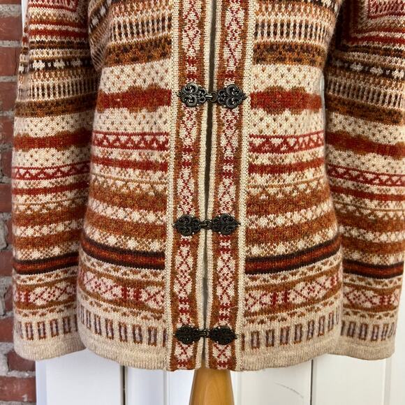 Telluride Clothing Co Nordic Fair Isle Wool Cardigan Sweater European Cottage L - Picture 5 of 8